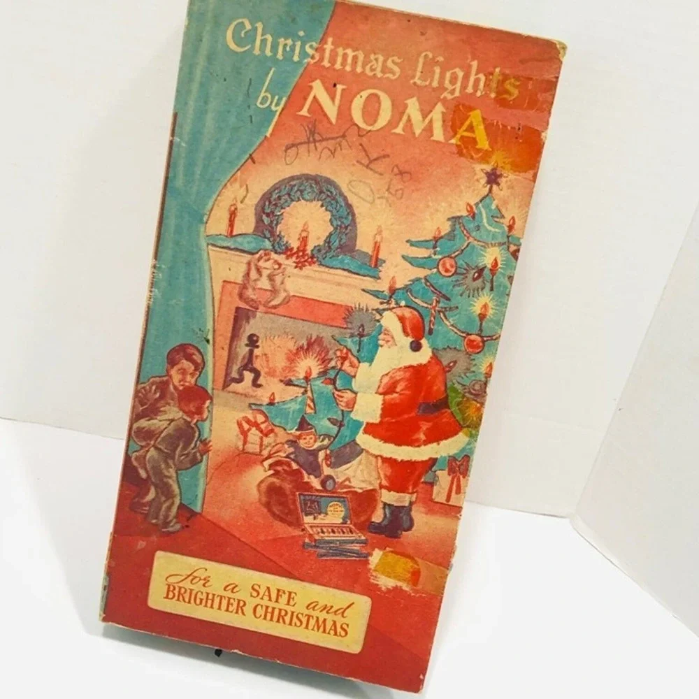 Vintage Noma Berry Bead Christmas Lights BAKELITE Plug Orig Box USA 1950s 8 Bulb